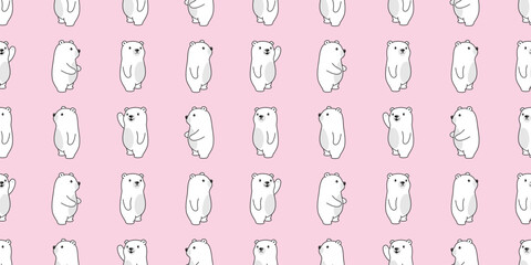 Wall Mural - polar bear seamless pattern teddy vector pet doodle cartoon gift wrapping paper scarf isolated repea