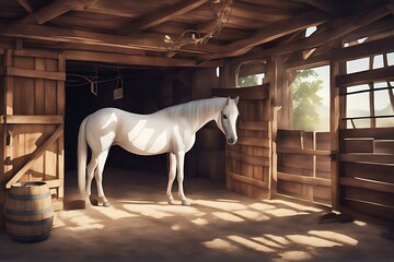 Wall Mural - horse illustration painted stable watercolor hand isolated pet loose white animal head farm raster cute portrait texture pony equestrian beautiful background drawn domestic chestnut front