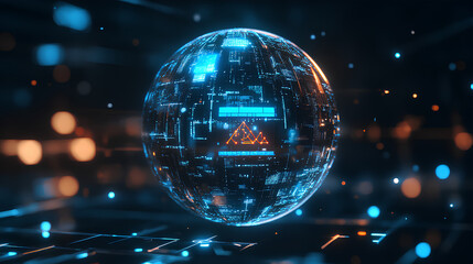 Wall Mural - a round ball with ai text is one example of the use of artificial intelligence banner technology bas