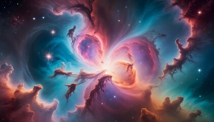 Wall Mural - Colorful cosmic nebula with swirling clouds of gas and stars, big bang