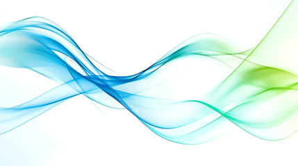 Wall Mural - Abstract glowing light effect, curved lines in blue and green colors isolated on white background