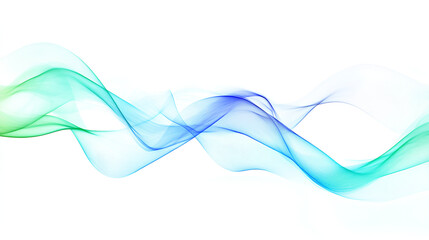 Wall Mural - abstract glowing light effect, curved lines in blue and green colors isolated on white background