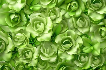 Wall Mural - Green Plasticine Flower Background - 3D Floral Themed Design for Posters, Cards, and Invitations