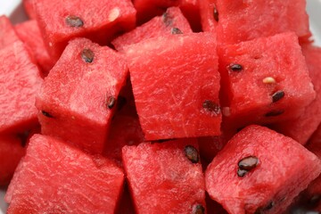 Wall Mural - Pieces of tasty watermelon as background, closeup