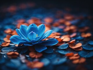 Poster - Fragile Beauty of Blue Petals neon