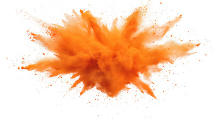 Wall Mural - bright orange paint color powder festival explosion burst isolated white background