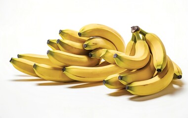 Wall Mural - bright yellow bananas on white background