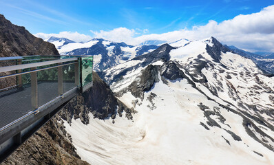 Sticker - Alps snow Mountain range from viewpoint in peak Kitzsteinhorn, Austria landscape