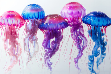 A clipart with the image of a jellyfish, a watercolor illustration.