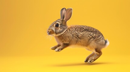 jumping cycle of a rabbit isolated on colorful background