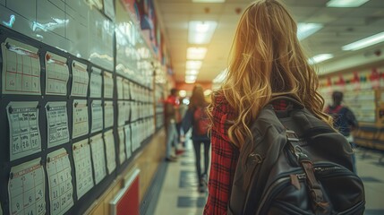 Students Walking in School Hallway with Academic Calendars