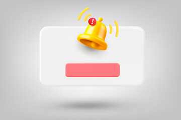 Aufkleber - Interface window with notification bell. 3d vector illustration