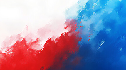 Canvas Print - Red, blue and white rough painted gradient background 