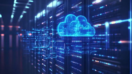 Wall Mural - seamless data migration to the cloud, seamless data migration to the cloud with an image showing dat