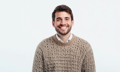 Wall Mural - Portrait of a smiling young man standing isolated on a white background