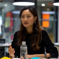 Poster - Businesswoman Leading a Team Discussion in a Collaborative Workspace