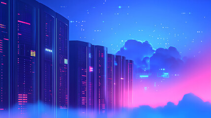 Wall Mural - seamless data migration to the cloud, seamless data migration to the cloud with an image showing dat