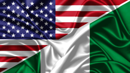 Sticker - United waving flag of USA and Nigeria