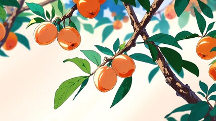 Wall Mural - apricots abstract on colorful background bright concept art drawing design wallpaper