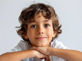 Portrait of a happy smiling boy with curly hair