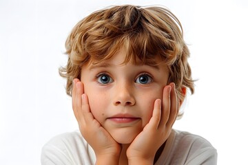 Young boy with a curious expression