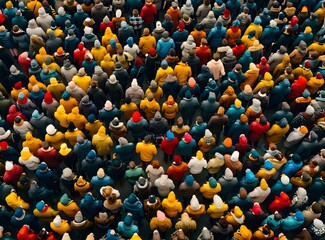 Aerial View of a Large Crowd of People