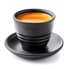 Canvas Print - Sleek Espresso Cup Filled with Strong Aromatic Coffee on White Background