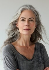 Wall Mural - portrait of a beautiful woman with long white hair