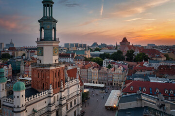 Wall Mural - Old Market Square in Poznan at sunset. Poland