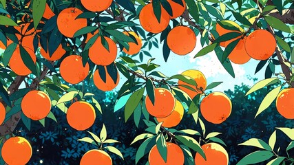 oranges abstract on colorful background bright concept art drawing design wallpaper