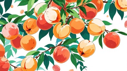 Canvas Print - peaches abstract on white background bright concept art drawing design wallpaper