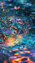 Wall Mural - Abstract Colorful Water Ripples and Light Reflections. Vibrant colors, Fluid Art, Digital Background.