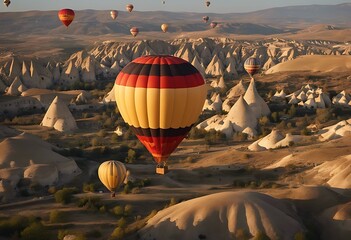 Wall Mural - great attraction flight tourist balloon one cappadocia known world hot places best fly air balloons goreme turkey holiday maker place earth