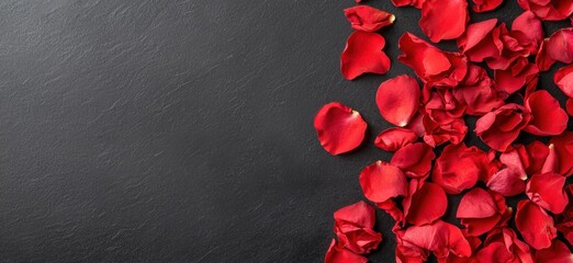 Wall Mural - red rose petals on dark background