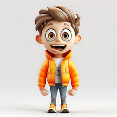 10. Well-composed 3D cartoon image with unique character captivating eyes and charming smile expressing happiness and excitement high-quality digital illustration realistic 3D graphics 