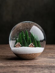 Poster - winter wonderland snow globe with miniature houses and trees