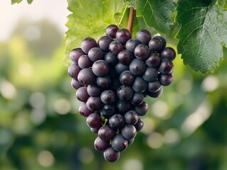 Canvas Print - Ripe purple grapes on the vine