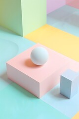 Canvas Print - Abstract Pastel Color Background with White Sphere