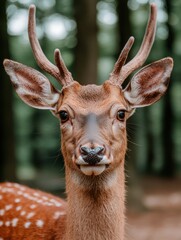 Poster - Closeup portrait of a beautiful deer in the forest