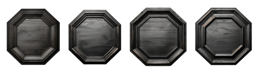 An octagon shaped picture frame isolated on transparent background