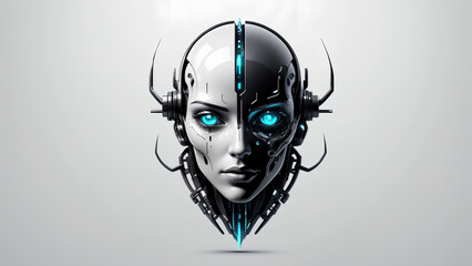 biomechanical cyberpunk minimalist style The face in the crystal hood