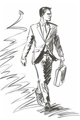 Wall Mural - Businessman Walking with Briefcase