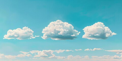 Canvas Print - Three white clouds in a blue summer sky