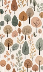 Sticker - Abstract Watercolor Trees Seamless Pattern.