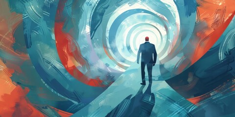 Wall Mural - Abstract depiction of a businessman's journey