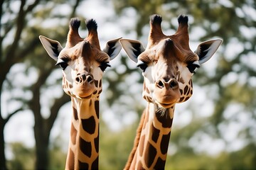 Wall Mural - giraffe giraffa camelopardalis white animal half face isolated wild on nobody mammal cut-out brown horizontal themes full-length studio shot one no people standing background pattern alone vertebrate