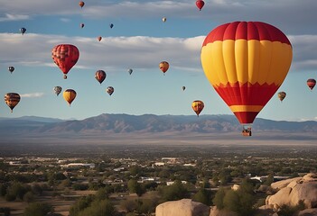 Wall Mural - albuquerque balloons people adventure aerial aircraft ballooning balloon bright cloud colourful colours flight float freedom hot air journey leisure passenger pattern pilot recreation