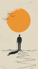 Canvas Print - minimalistic line art of a businessman sketching his route to greatness.