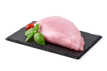 Wall Mural - Raw Turkey Breasts fillet steaks, isolated on a white background.