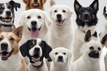 looking portrait white background dogs dog isolated cat animal puppy up pet cute studio domestic young mammal front canino purebred funny brown breed adorable sitting1 shot beagle beautiful pedigreed